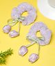 Stol'n Velvet Floral Applique Detailed Scrunchies - Purple