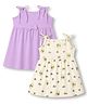 Babyhug 100% Cotton Knit Sleeveless Floral & Bear Printed Frocks With Bow Applique Pack of 2 - Multicolor