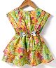 Rassha Cotton Woven Sleeveless Frock With Floral Print & Applique - Multicolor
