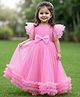 Babyhug Woven Frill Sleeves 5 Layer Party Gown with Sequin Detailing & Bow Applique - Light Pink