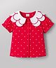 Babyhug Cotton Woven Top with All Over Heart Print Half Sleeves Peter Pan Collar Multi Color 6-9 Months