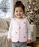 Little Surprise Box Knit Sleeveless Abstract Printed Light Winter Reversible Jacket - Pink