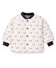 Little Surprise Box Knit Full Sleeves Dogs Printed Light Winter Jacket - Cream