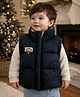 Little Surprise Box Knit Sleeveless Solid Light Winter Puffer Jacket - Black