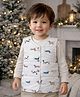 Little Surprise Box Knit Sleeveless Dogs Printed Light Winter Reversible Jacket - Cream