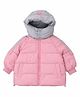 Little Surprise Box Knit Full Sleeves Colour Blocked Puffer Hooded Jacket - Pink
