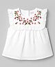 Babyhug 100% Cotton Swiss Dot Woven Frill Sleeves Floral Embroidered Top With Schiffli Detailing  - Multicolor