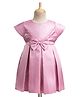 Babyhug Satin Woven Half Puff Sleeves Glass Nylon Fit & Flare Party Dress with Yoke Pleating & Bow - Pink