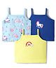 Doodle Poodle 100% Cotton Knit Sleeveless Slips with Unicorn & Rainbow Print Pack of 3 - Yellow Navy & Light Blue