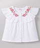 Babyhug Cotton Woven Top with Embroidery Detailing, Frill Sleeves Multi Color 6-9 Months
