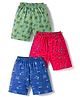 CUCUMBER Sinker Knit Above Knee Length Beach Theme Aeroplane & Sports Theme Printed Shorts Pack Of 3 - Multicolour