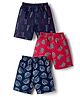 CUCUMBER Sinker Knit Above Knee Length Nautical & Sports Theme Printed Shorts Pack of  3 - Multicolour