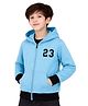 Superminis Cotton Blend Woven Full Sleeves Numerical Printed Hooded Pre Winter  Sweatjacket - Sky Blue