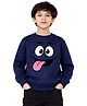Superminis Cotton Blend Woven Full Sleeves Character Printed Pre Winter Sweatshirt - Navy Blue