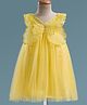 Babyhug Mesh Woven Sleeveless Solid Colour A Line Party Dress with Butterfly Wings Corsage & Sequin Detailing - Yellow