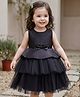 Babyhug Premium Satin Woven Sleeveless 5 Layered Party Frock with Sequins Bow Applique - Black