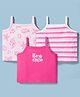 Doodle Poodle 100% Cotton Knit Sleeveless Sea Life Printed Slips Pack Of 3 -Pink & White