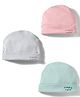 Simply Interlock Knit Baby Caps Pack of 3 Pink Light Green & Grey - Diameter 16 cm