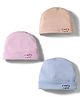 Simply Interlock Knit Baby Caps Pack Of 3 Lilac Beige & Light Blue - Diameter 16 cm