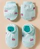 Simply Interlock Knit Text Printed Mittens & Booties Set - Aqua