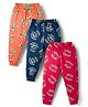 CUCUMBER Knitted Full Length Lounge Pants with Car & Boat Print Pack of 3 - Red Navy Blue & Orange