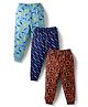 CUCUMBER Knitted Full Length  Abstract Printed Lounge Pants Pack of 3 - Navy Blue & Brown
