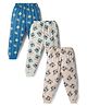 CUCUMBER Knitted Full Length Lounge Pants with Space Theme & Vehicle Print Pack of 3 - Blue Ivory & Green