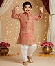 Peekaaboo Kids Cotton Woven Floral Printed Kurta & Pyjama Set - Onion