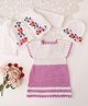 Woonie Handknitted Dress with Full Sleeves Floral Applique Detailed & Pearl Embellished - Woonie Knit Dress with Full Sleeves Floral Applique Detailed & Pearl Embellished Shrug With Cap - Lavender