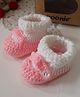 Woonie Hand Knitted Colour Blocked Crochet Booties - Pink