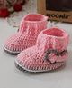 Woonie Hand Knitted Solid Crochet Booties - Pink