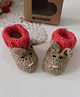 Woonie Hand Knitted Bunny Designed Crochet Booties - Beige