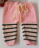 Woonie Handknitted Striped Design Pants  - Pink