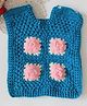 Woonie Handknitted Sleeveless Rose Detailed Pullover - Blue