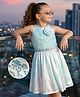 Hola Bonita Knit Sleeveless Shimmer Party Dress With Belt & Sequin Detailing - Aqua Blue