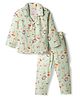 Rikidoos Cotton Woven Full Sleeve Co-ords Shirt & Pajama Night Suit with Jungle Theme Print - Light Green