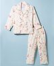 Rikidoos Cotton Woven Full Sleeve Co-ords Shirt & Pajama Night Suit with Jungle Theme Print - Cream