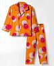 Rikidoos Cotton Woven Full Sleeve Co-ords Shirt & Pajama Night Suit with Sun Print - Orange