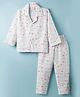 Rikidoos Cotton Woven Full Sleeve Co-ords Shirt & Pajama Night Suit with Floral Print - White