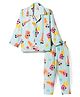 Rikidoos Cotton Woven Full Sleeve Co-ords Shirt & Pajama Night Suit with Ice Cream Print - Sea Green