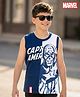 Pine Kids Marvel 100% Cotton Knit Sleeveless Cut N Sew Tank T-Shirt With Captain America Graphic - Navy Blue