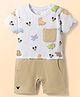 Babyoye Disney Interlock Knit Half Sleeves Romper with Mickey Mouse Graphic - Multicolor