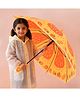 Babyhug Free Size Umbrella with Orange Print - Multicolor