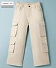 Arias Cotton Elastane Woven Overdyed Wide leg Full Length Jeans With Cargo Pockets -Beige
