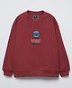 ALAN JONES Cotton Blend Knit Full Sleeves Burger Embroidered Light Winter Sweatshirt - Dark Red
