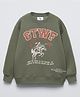 ALAN JONES Cotton Blend Knit Full Sleeves Typography Printed Light Winter Sweatshirt - Khaki
