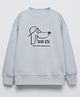 ALAN JONES Cotton Blend Knit Full Sleeves Dog Printed Light Winter Sweatshirt - Light Blue