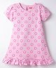 Babyhug Cotton Knit Half Sleeves Floral Printed Nighty - Pink