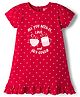 Babyhug Cotton Knit Half Sleeves Nighty With Hot Cocoa Print - Red