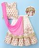 EARTHY TOUCH Cambric Woven Sleeveless Choli Lehenga Set Dupatta Floral Print & Lace Detailing - White
